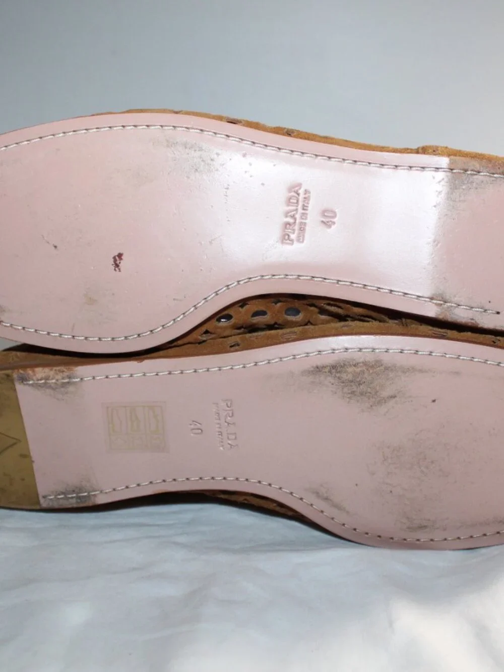 PRADA Brown Suede Leather Perforated Tall Flats Pull On Riding Boots 40